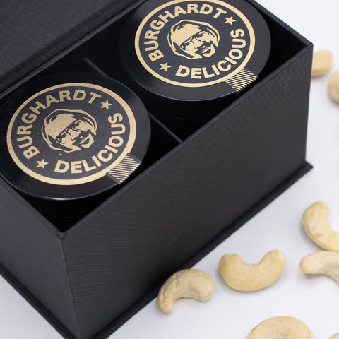 Hochzeits Geschenkbox Duo Genuss (2 Glasdosen)