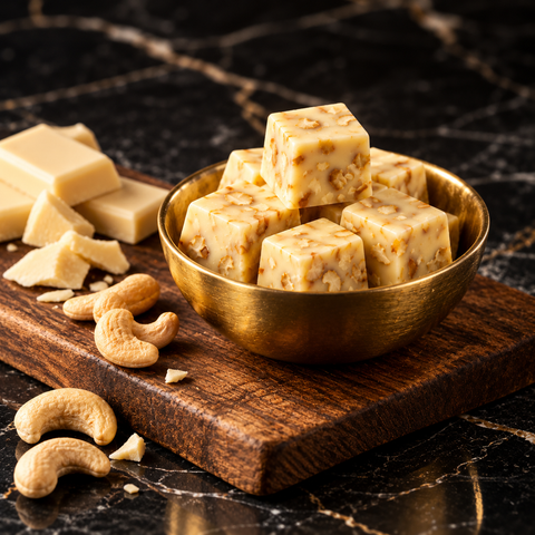 Weiße Schokoladen Cubes mit Cashews 90 g