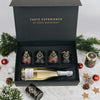 Weihnachts Geschenkbox Gourmet & Wein Genuss (4 Glasdosen + Champagner)